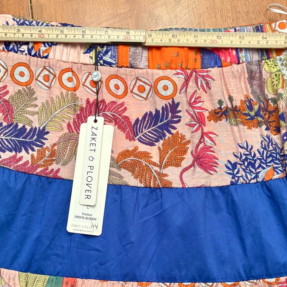 NWT Zaket & Plover Women's Vibrant Tiered Floral Cobalt Maxi Skirt - Picture 9 of 10